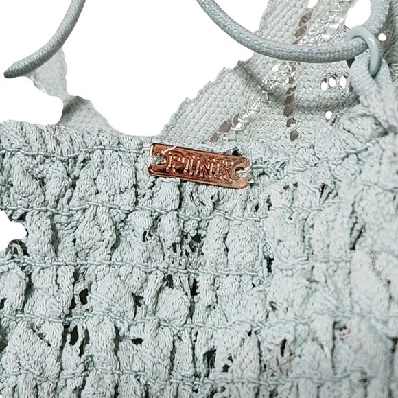 Victorias‎ Secret PINK Lace Bralette Top Mint Green Cross Back L - Picture 4 of 7